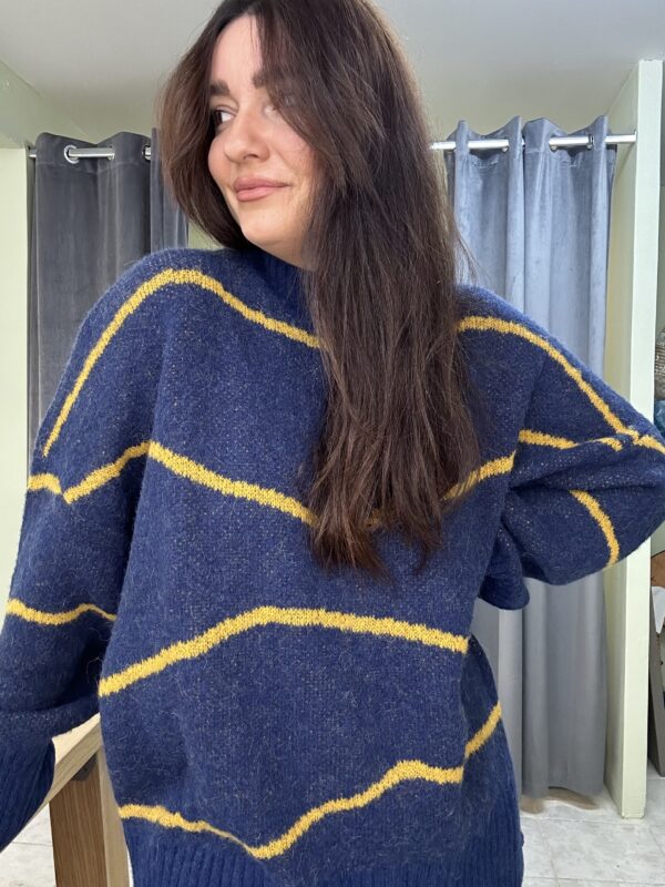 SWEATER blue-yellow SANDWICH_
