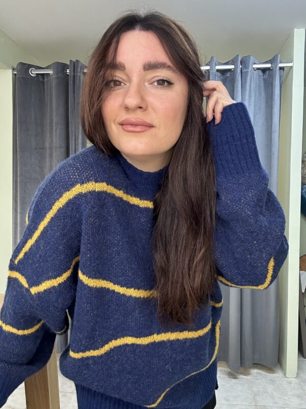 SWEATER blue-yellow SANDWICH_ - Image 3