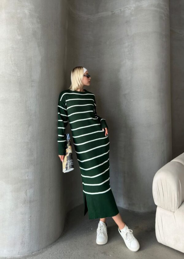 SWEATER DRESS WITH STRIPES green